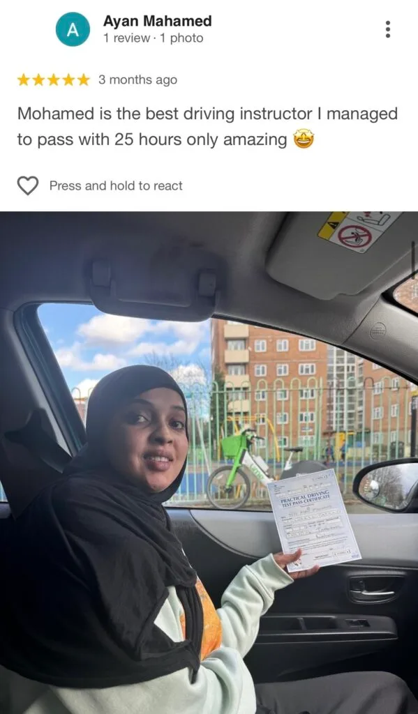 DVSA car hire in Tottenham – student that Hired car