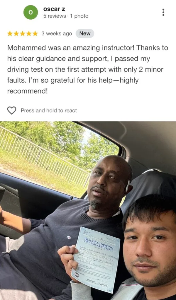 Driving lessons in Tottenham – student passed